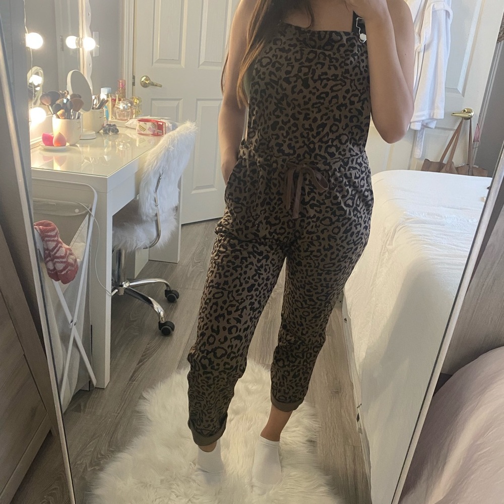 Cheetah print overalls